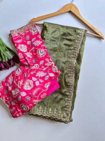 Crush Fancy Saree Budget Wear (Unstich blouse)