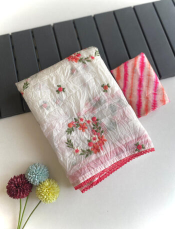 Paper crush saree with embroidery all over budget