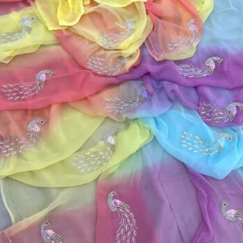 Half Pure Chiffon Handwork saree budget friendly